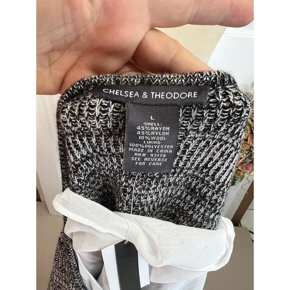 CHELSEA & THEODORE Womens Sweater Size L Grey Marl Layered Scoop Neck - Picture 9 of 11